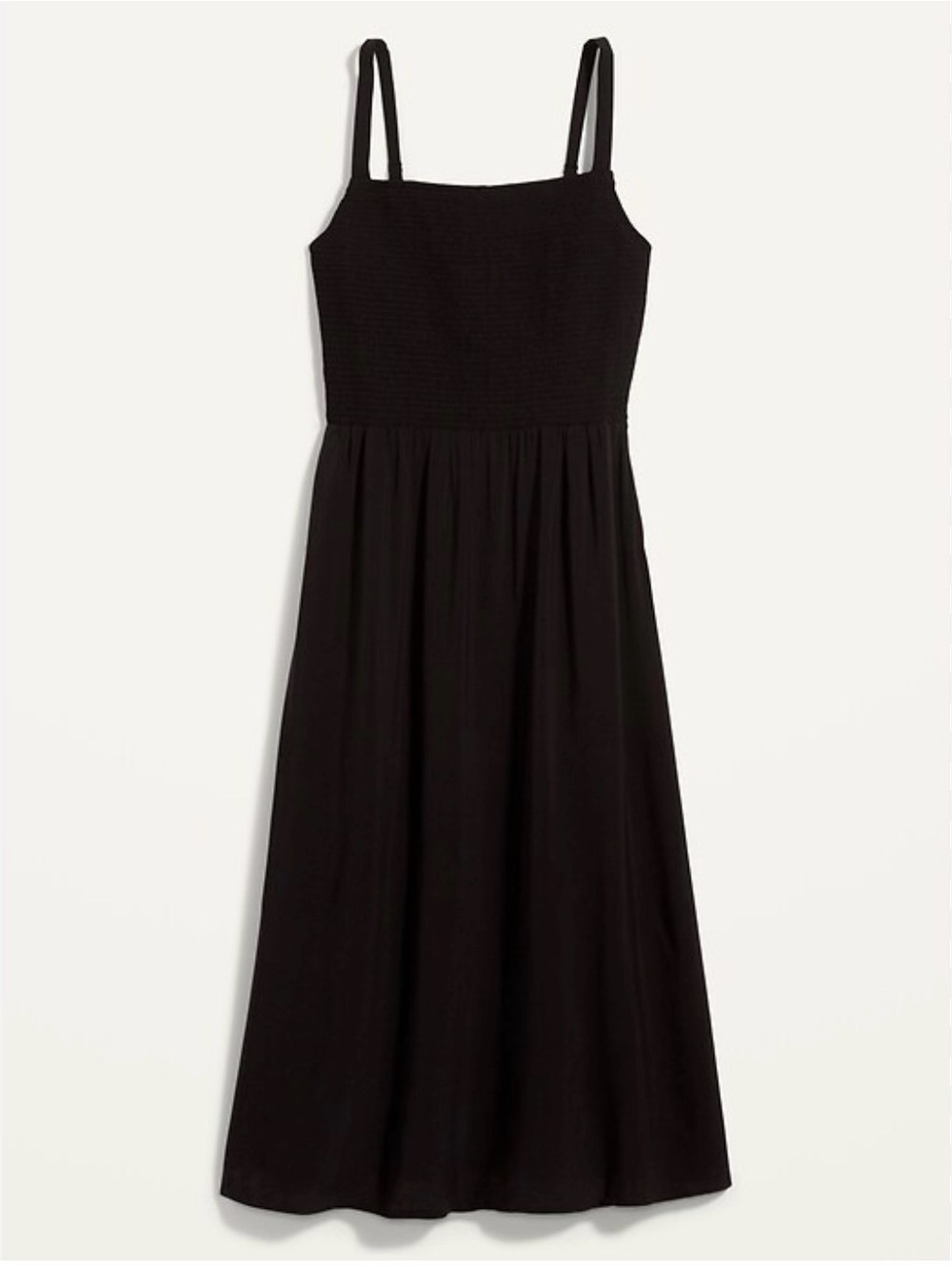 Old Navy fit & flare smocked midi sundress black summer dress viscose L tall EUC